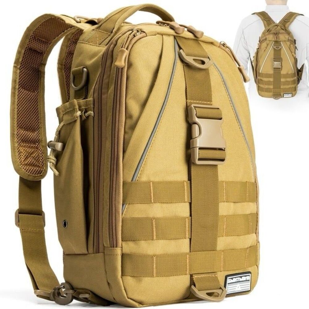 Ghosthorn Fishing Backpack Tackle Sling/Shoulder Bag w/ Rod Holder Khaki NWOT